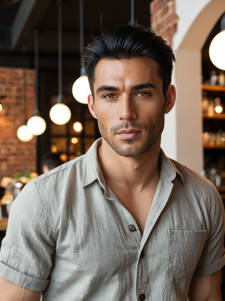Rafael, a surf instructor in a linen shirt